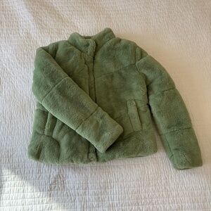 Ambiance Outerwear Green Fuzzy Puffer Jacket